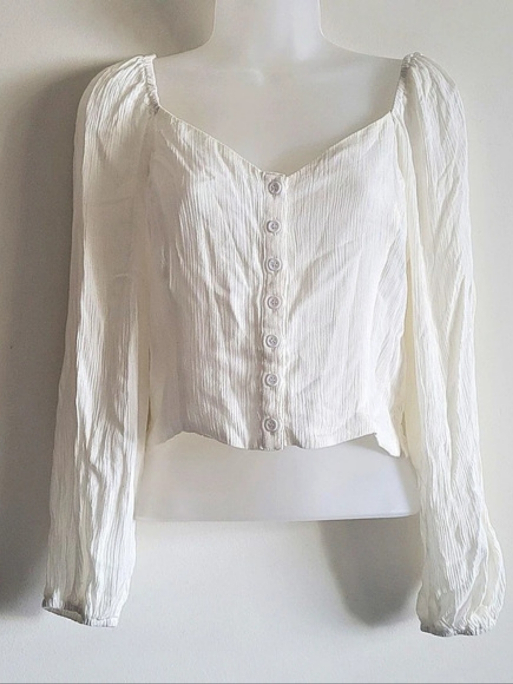 White Long Sleeve Crop Top